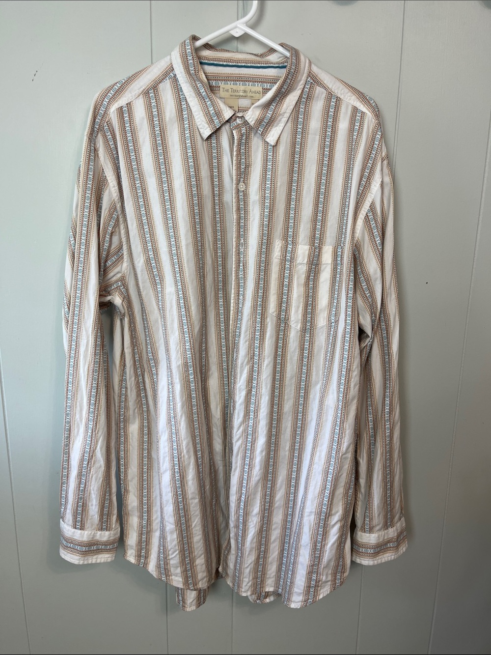 Territory Ahead‎ Shirt Men's XLT Striped Western Bohemian Top Long Sleeve COTTON